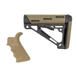 Hogue STOCK & GRIP KIT AR15 Collapsible Stock with Beaver Tail Grip FDE (no buffer tube) mil-spec