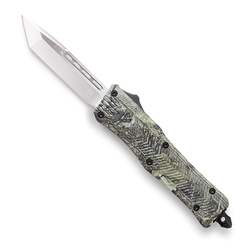 Cobratech Knives SWDCTK-1STNS Woodland double action OTF knife. Tanto, non-serrated. Small