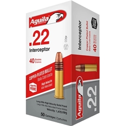 Aguila 22 INTERCEPTOR 22lr 40gr Interceptor HV Copper-Plated Solid Point